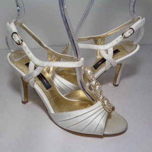 Nina Size 9 M VIANEY Ivory Luster Satin Sandals
